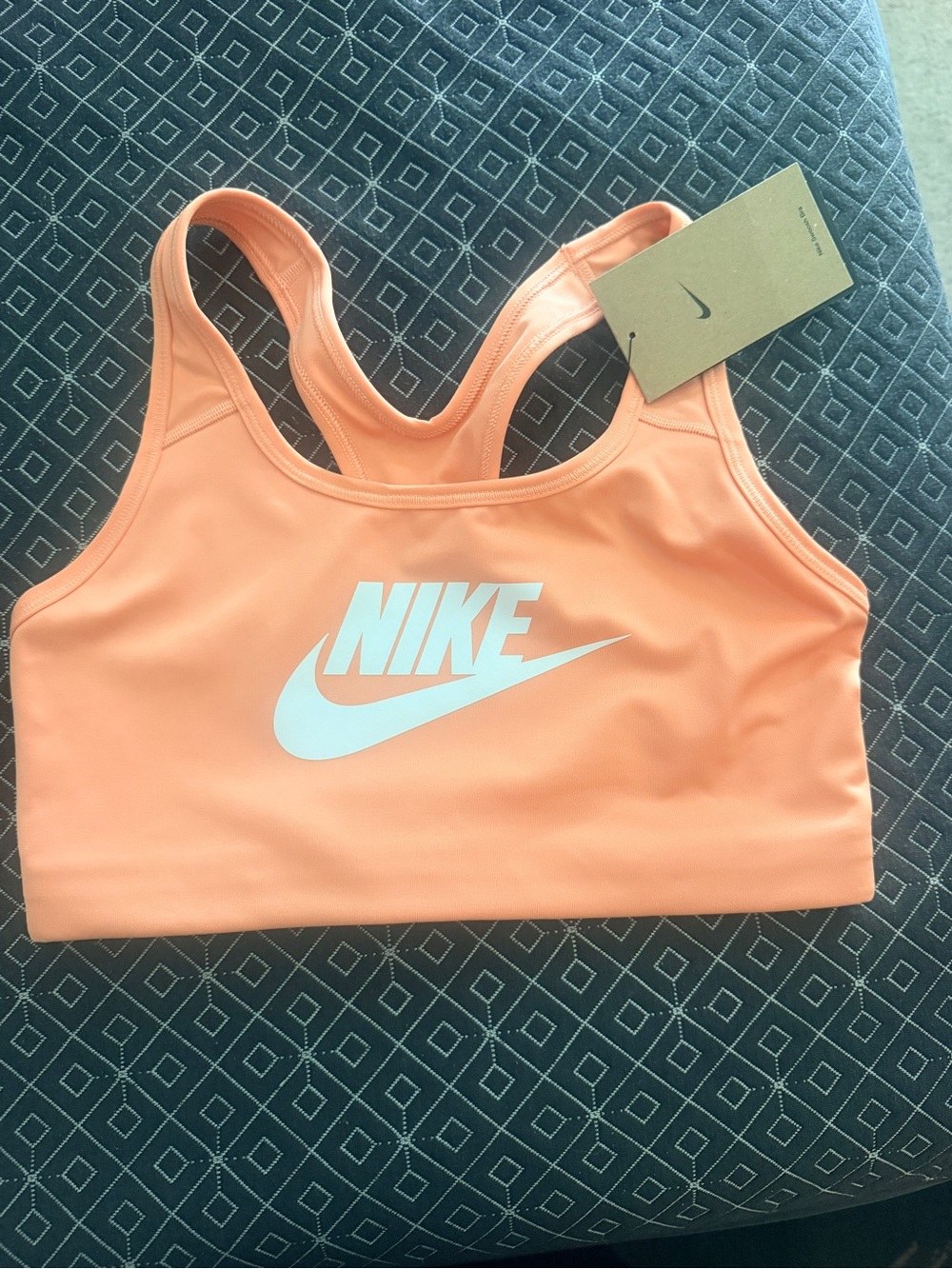 Nike Peach Racerback Sports Bra with White Logo